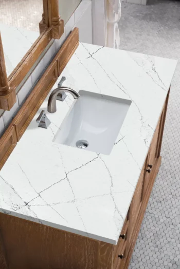 Savannah 48" Single Vanity, Driftwood w/ 3 CM Ethereal Noctis Quartz Top - Image 3