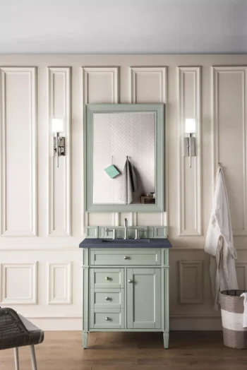 Brittany 30" Single Vanity, Sage Green, w/ 3 CM Charcoal Soapstone Quartz Top - Image 2