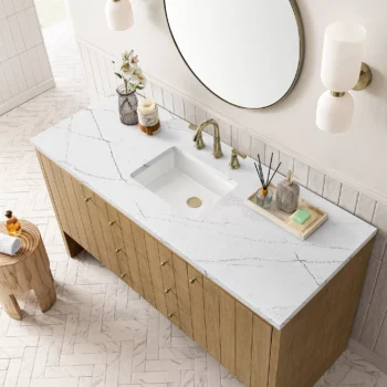 Hudson 60" Single Vanity, Light Natural Oak w/ 3 CM Ethereal Noctis Top - Image 5