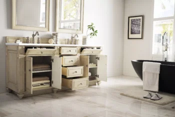 Bristol 72" Double Vanity, Vintage Vanilla w/ 3 CM White Zeus Quartz Top - Image 3
