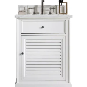 Savannah 26″ Single Vanity, Bright White w/ 3 CM Ethereal Noctis Top