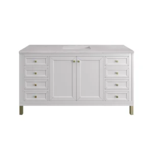 Chicago 60″ Single Vanity, Glossy White w/ 3 CM Eternal Serena Top