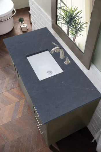 Metropolitan 48" Single Vanity, Silver Oak w/ 3 CM Charcoal Soapstone Quartz Top - Image 3