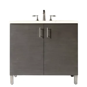Metropolitan 36″ Single Vanity, Silver Oak w/ 3 CM Eternal Marfil Quartz Top