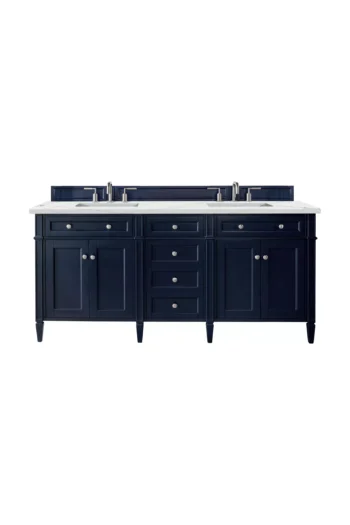 Brittany 72" Double Vanity, Victory Blue w/ 3 CM Ethereal Noctis Quartz Top