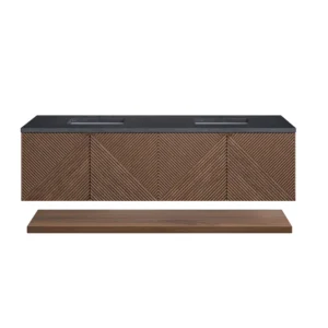 Marcello 72″ Double Vanity, Chestnut w/ 3 CM Charcoal Soapstone Top