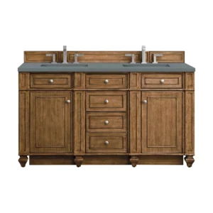 Bristol 60″ Double Vanity, Saddle Brown w/ 3 CM Cala Blue Top