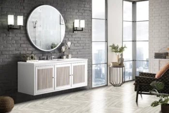Athens 60" Single Vanity, Glossy White w/ 3 CM White Zeus Quartz Top - Image 7