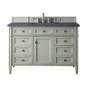 Brittany 48″ Single Vanity, Sage Green w/ 3 CM Charcoal Soapstone Quartz Top