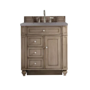 Bristol 30″ Single Vanity, Whitewashed Walnut w/ 3 CM Grey Expo Quartz Top