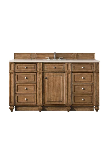Bristol 60" Single Vanity, Saddle Brown w/ 3 CM Eternal Serena Quartz Top
