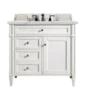 Brittany 36″ Single Vanity, Bright White w/ 3 CM Ethereal Noctis Quartz Top