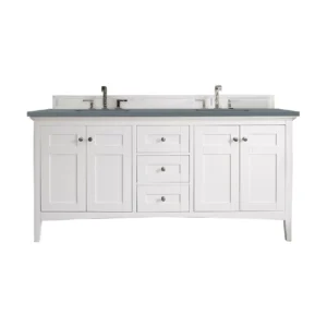 Palisades 72″ Double Vanity, Bright White w/ 3 CM Cala Blue Top