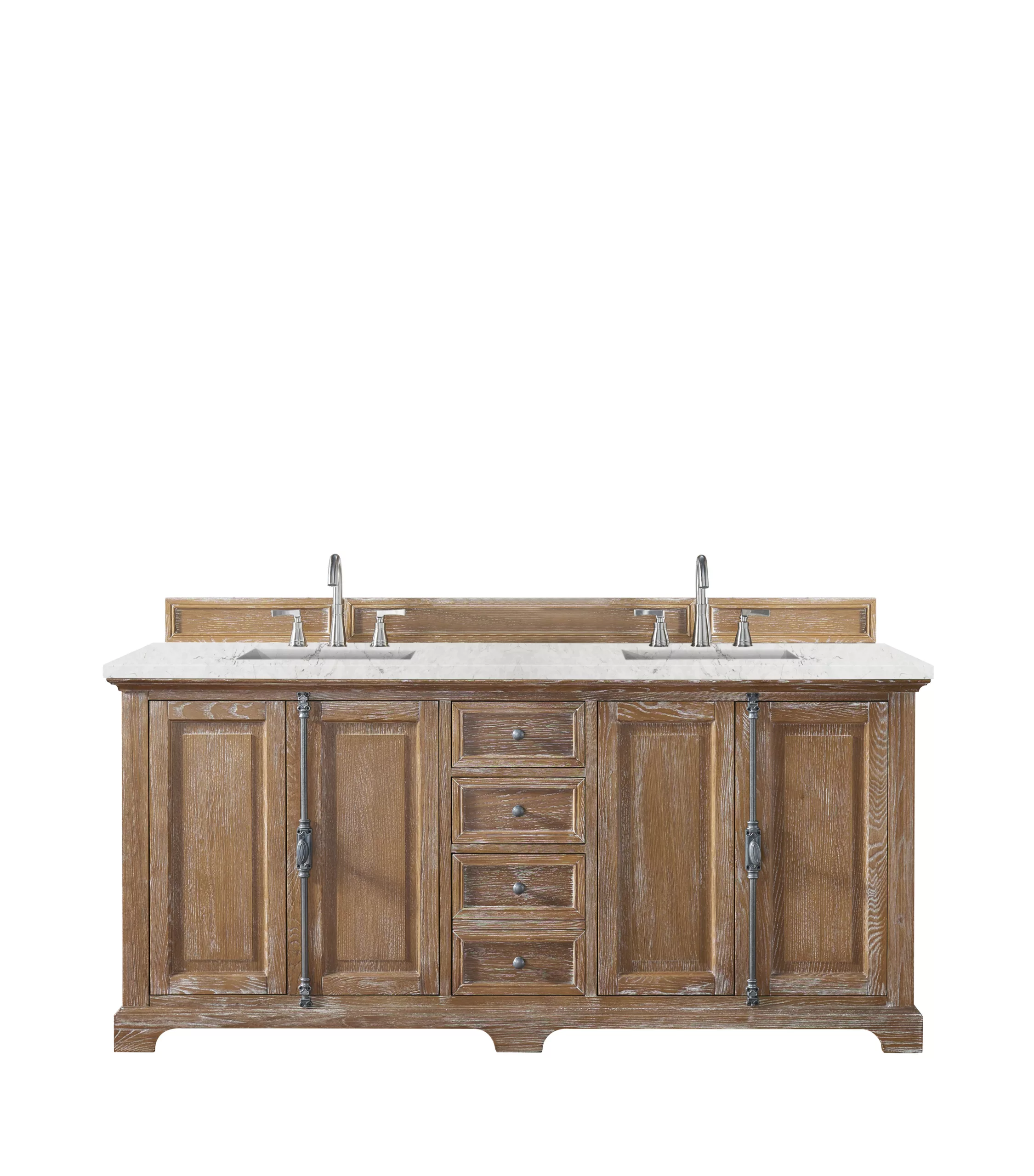 Providence 72" Double Vanity, Driftwood w/ 3 CM Eternal Jasmine Pearl Quartz Top