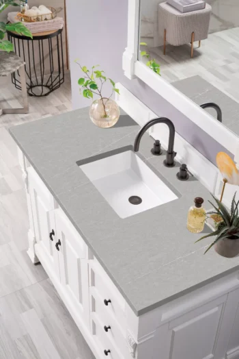 Brookfield 48" Single Vanity, Bright White w/ 3 CM Eternal Serena Quartz Top - Image 3