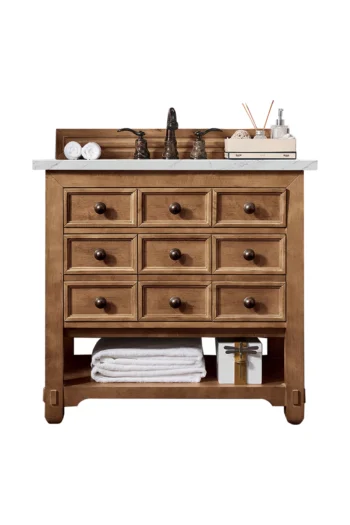 Malibu 36" Single Vanity, Honey Alder w/ 3 CM Ethereal Noctis Quartz Top