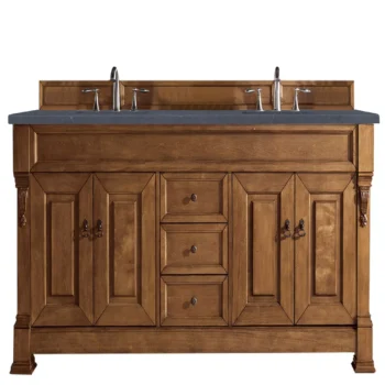 Brookfield 72" Double Vanity, Country Oak w/ 3 CM Charcoal Soapstone Quartz Top