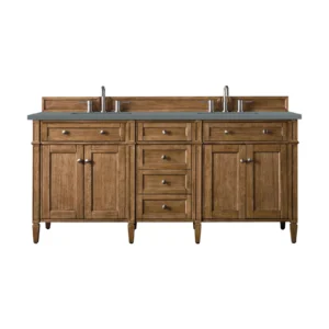 Brittany 72″ Double Vanity, Saddle Brown w/ 3 CM Cala Blue Top