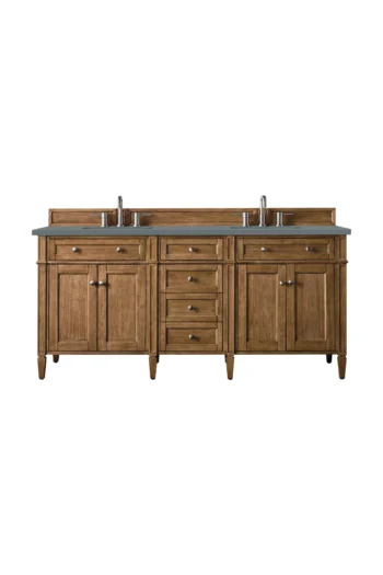 Brittany 72" Double Vanity, Saddle Brown w/ 3 CM Cala Blue Top