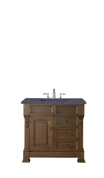 Brookfield 36" Single Vanity, Country Oak w/ 3 CM Charcoal Soapstone Quartz Top