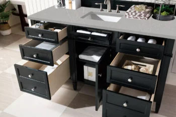 Brittany 60" Single Vanity, Black Onyx, w/ 3 CM Eternal Serena Quartz Top - Image 4