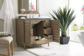 Portland 36" Single Vanity Whitewashed Walnut w/ 3 CM Cala Blue Top - Image 4