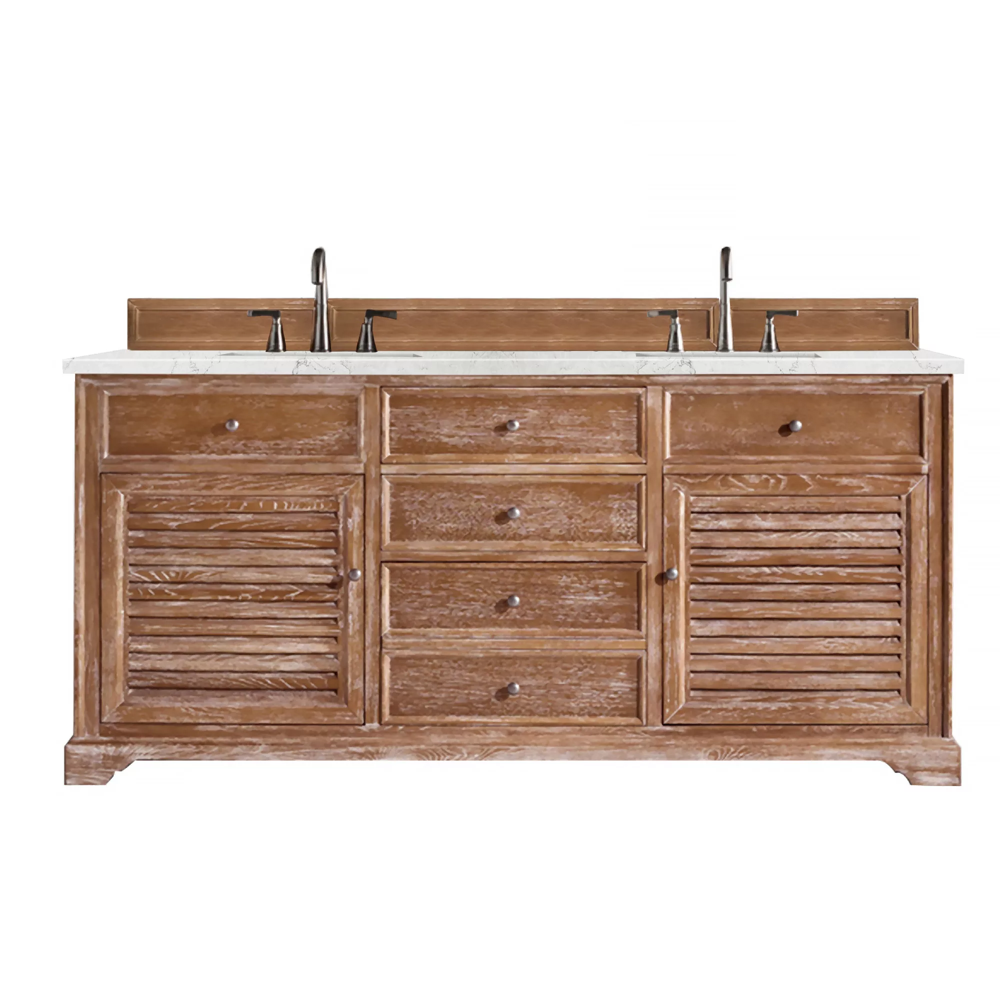 Savannah 72" Double Vanity, Driftwood w/ 3 CM Eternal Jasmine Pearl Quartz Top