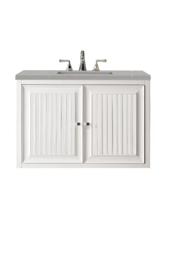 Athens 36" Single Vanity, Glossy White w/ 3 CM Eternal Serena Top - Image 2