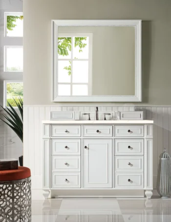 Bristol 48" Single Vanity, Bright White w/ 3 CM Eternal Marfil Quartz Top - Image 2
