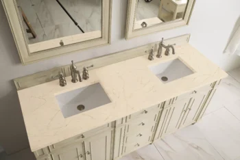 Bristol 72" Double Vanity, Vintage Vanilla w/ 3 CM Eternal Marfil Quartz Top - Image 2