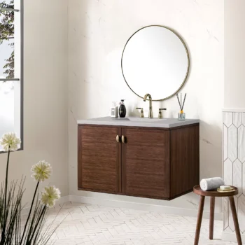 Amberly 36" Single Vanity, Mid-Century Walnut w/ 3 CM Eternal Serena Top - Image 6