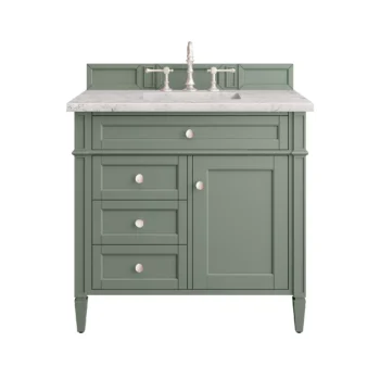 Brittany 36" Single Vanity, Smokey Celadon w/ 3 CM Eternal Jasmine Pearl Top