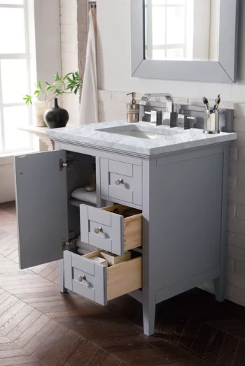 Palisades 30" Single Vanity, Silver Gray w/ 3 CM Carrara Marble Top - Image 4