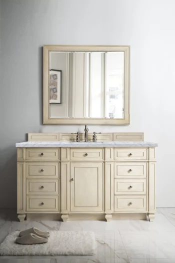 Bristol 60" Single Vanity, Vintage Vanilla w/ 3 CM Carrara Marble Top - Image 2