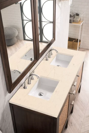Addison 60" Double Vanity, Mid-Century Acacia w/ 3 CM Eternal Marfil Quartz Top - Image 3