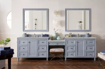 Copper Cove Encore 122" Double Vanity Set, Silver Gray w/ 3 CM Eternal Serena Quartz Top - Image 2