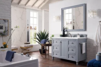 Copper Cove Encore 48" Single Vanity, Silver Gray w/ 3 CM White Zeus Quartz Top - Image 2