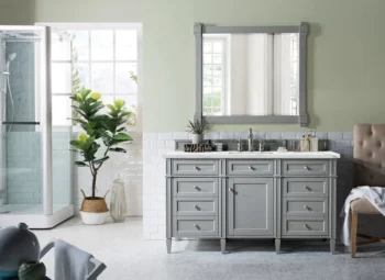 Brittany 60" Single Vanity, Urban Gray w/ 3 CM Ethereal Noctis Quartz Top - Image 2