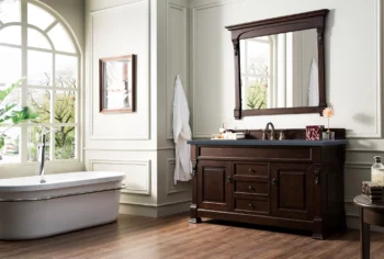Brookfield 60" Single Vanity, Burnished Mahogany w/ 3 CM Charcoal Soapstone Quartz Top - Image 3