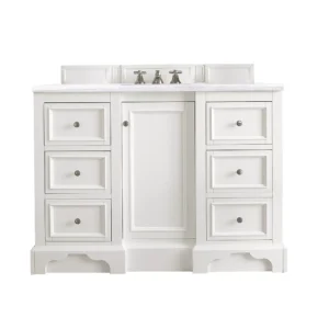 De Soto 48″ Single Vanity, Bright White w/ 3 CM Arctic Fall Solid Surface Top