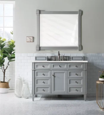 Brittany 48" Single Vanity, Urban Gray w/ 3 CM Eternal Jasmine Pearl Quartz Top - Image 2