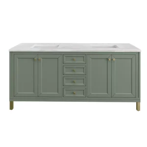 Chicago 72″ Double Vanity, Smokey Celadon w/ 3 CM Arctic Fall Top