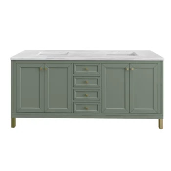 Chicago 72" Double Vanity, Smokey Celadon w/ 3 CM Arctic Fall Top