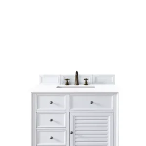 Savannah 36″ Single Vanity, Bright White w/ 3 CM White Zeus Quartz Top