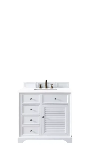 Savannah 36" Single Vanity, Bright White w/ 3 CM White Zeus Quartz Top