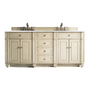 Bristol 72″ Double Vanity, Vintage Vanilla w/ 3 CM Arctic Fall Solid Surface Top
