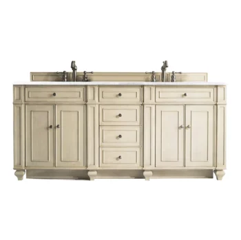 Bristol 72" Double Vanity, Vintage Vanilla w/ 3 CM Arctic Fall Solid Surface Top