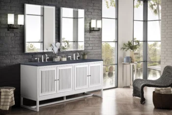 Athens 72" Double Vanity, Glossy White w/ 3 CM Charcoal Soapstone Quartz Top - Image 5