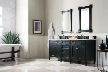 Brittany 72" Double Vanity, Black Onyx w/ 3 CM Eternal Marfil Quartz Top - Image 3