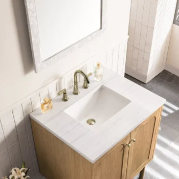Laurent 30" Single Vanity, Light Natural Oak w/ 3 CM Arctic Fall Top - Image 7